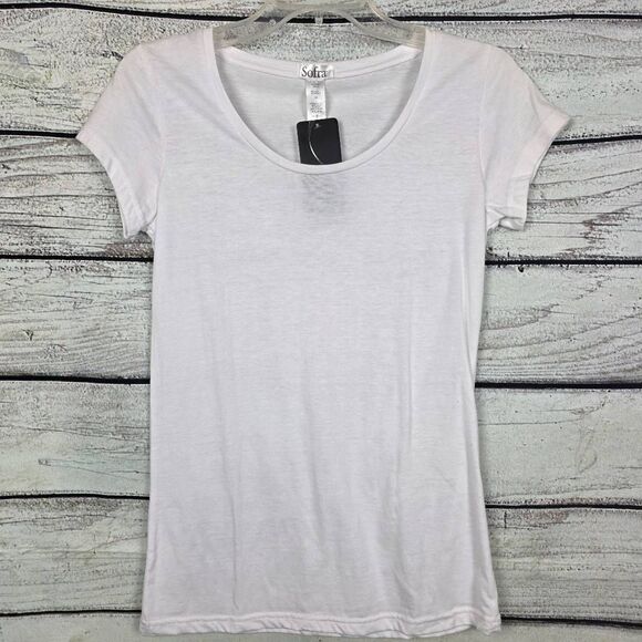 Sofra Basic White Scoop Neck T-Shirt Medium (NWT) - Picture 1 of 4